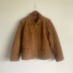 Sonoma Life+Style‎ Vintage Suede Quilted 100% Leather Brown Leather Jacket Large